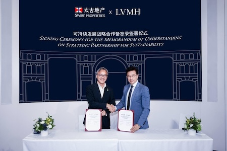 LVMH路威酩轩集团与太古地产建⽴战略合作伙伴关系，共促可持续发展